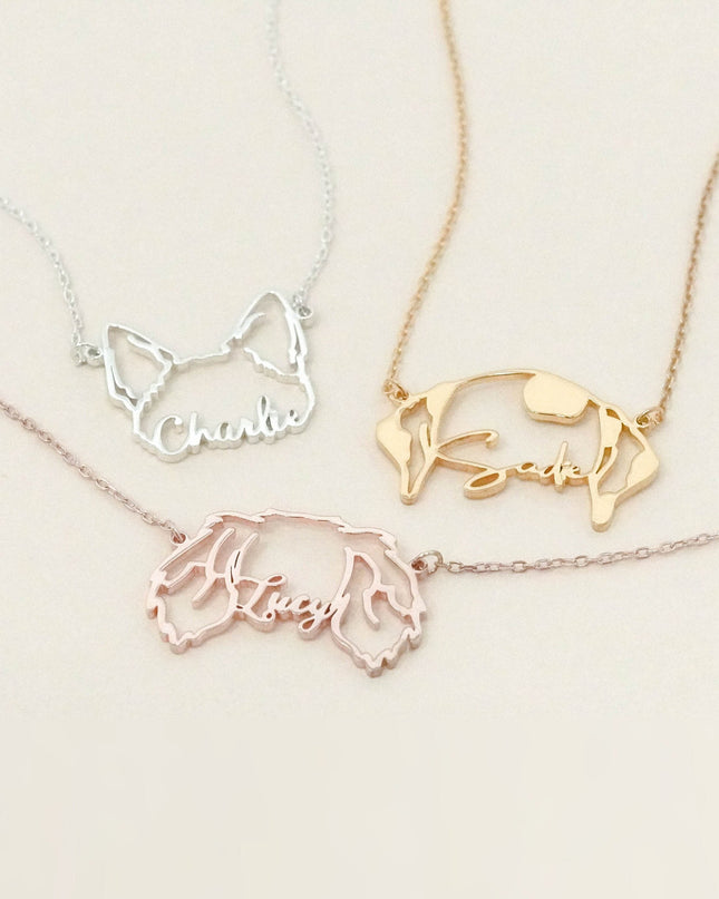 Custom Name Necklace Animal ears