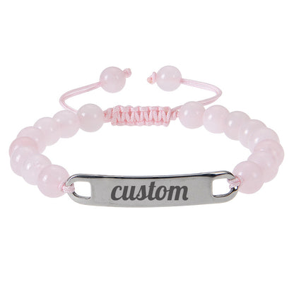 Stainless steel curved engraved bead bracelet