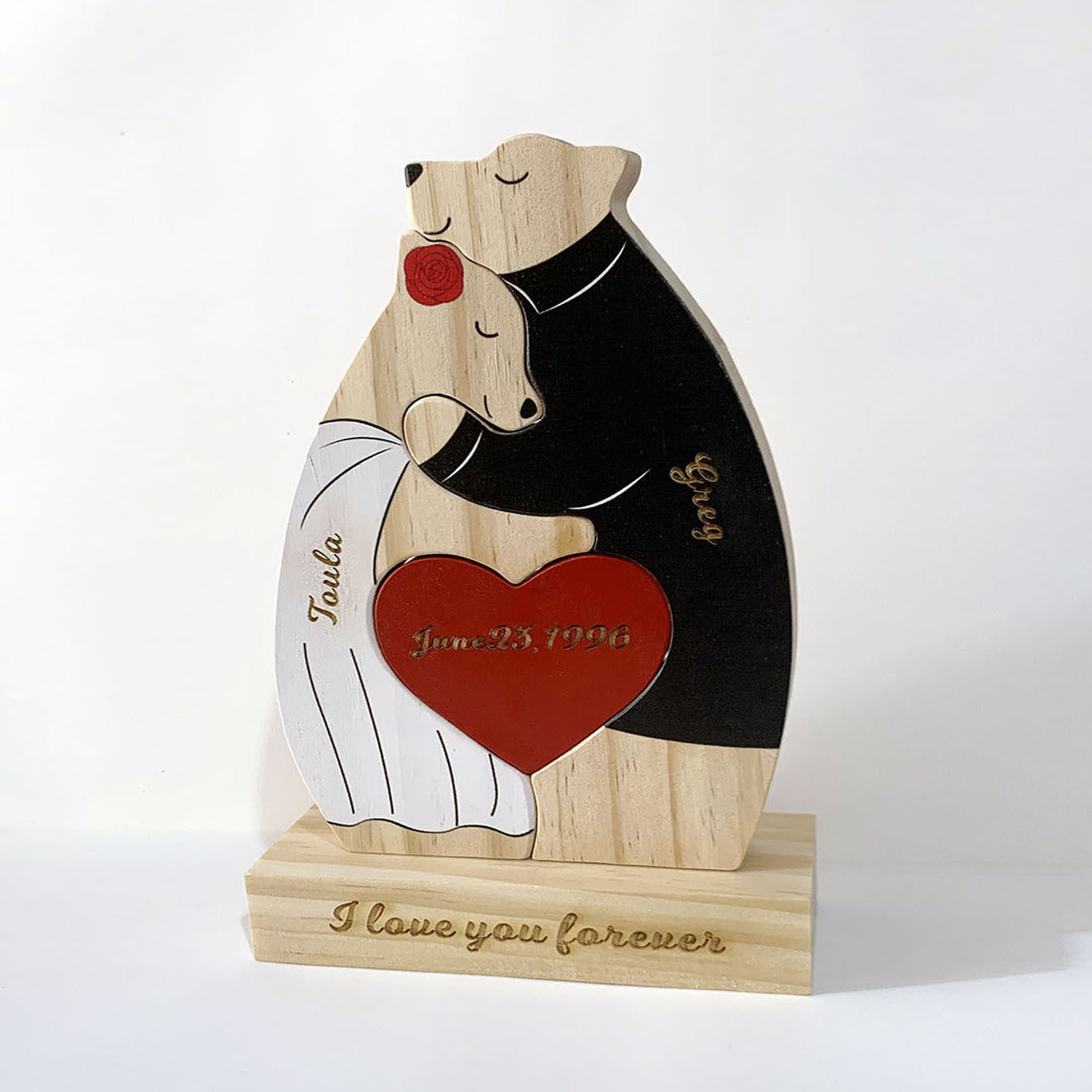 Personalized Wooden Couple Bear