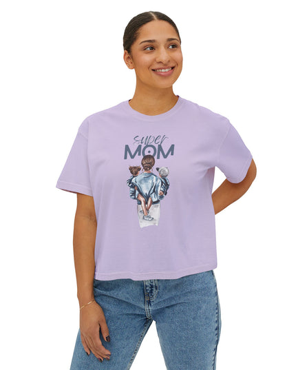 Super Mom Women's Boxy Tee, Gift for Moms, Casual Top, Mother's Day