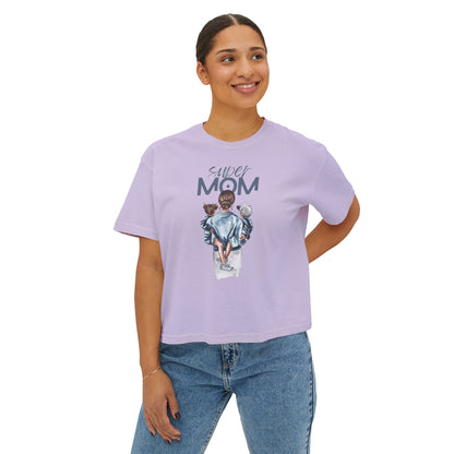 Super Mom Women's Boxy Tee, Gift for Moms, Casual Top, Mother's Day