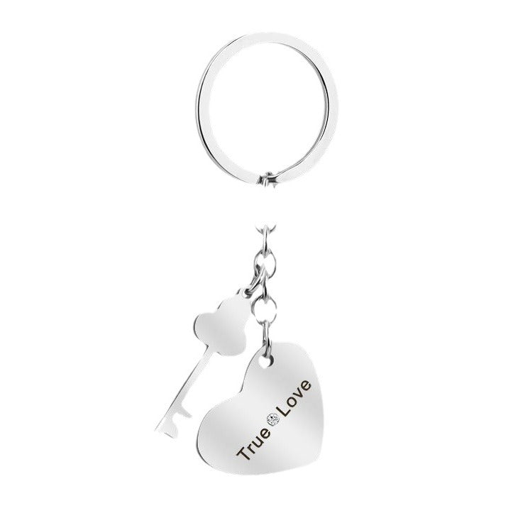 Personalized Engraved Love Heart Lock Keychain