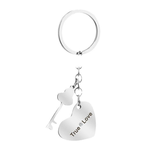 Personalized Engraved Love Heart Lock Keychain
