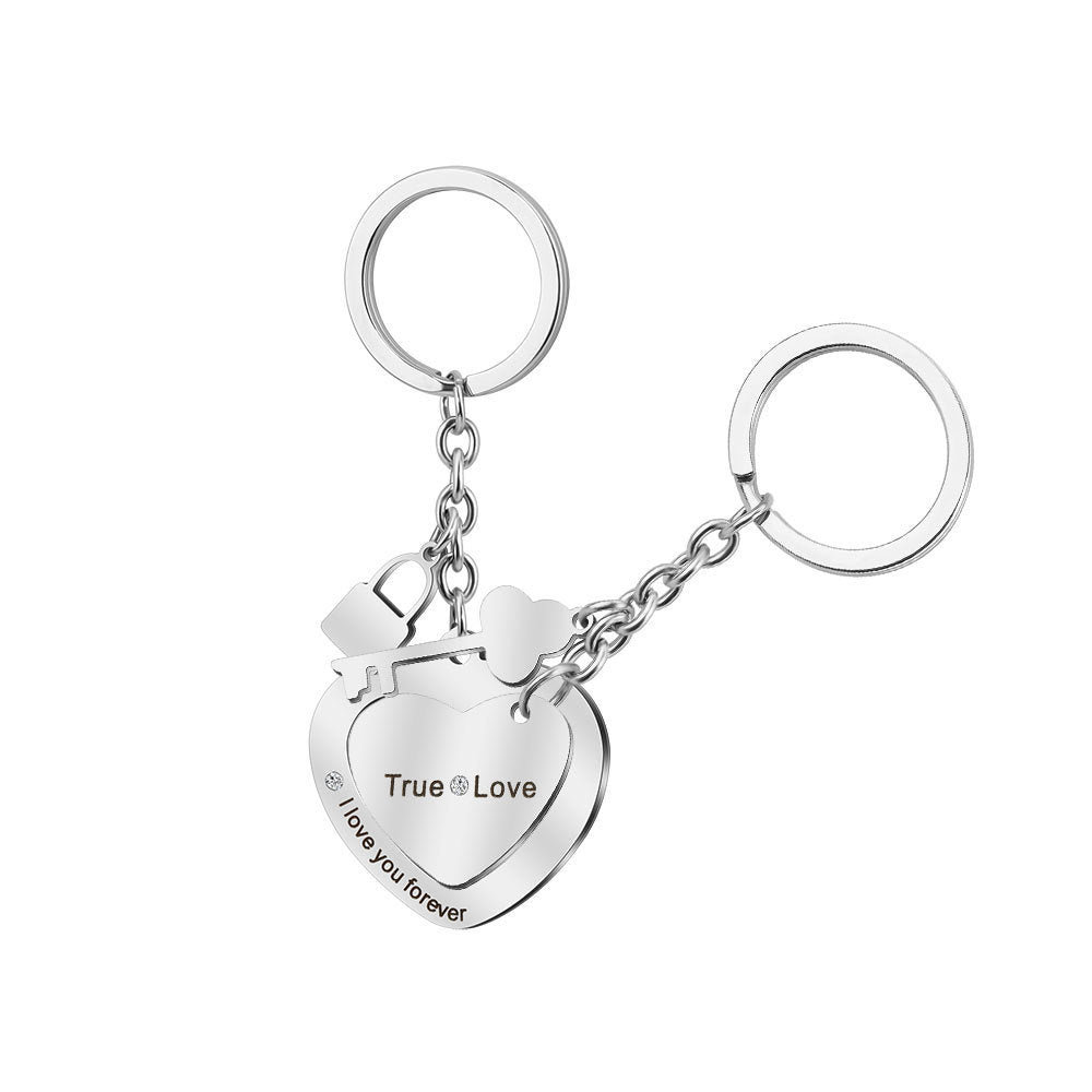 Personalized Engraved Love Heart Lock Keychain