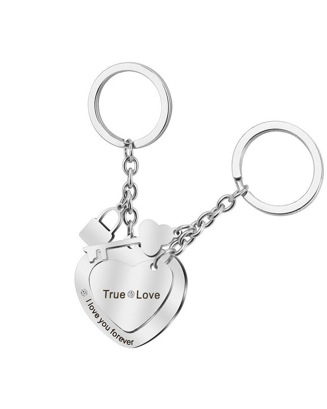 Personalized Engraved Love Heart Lock Keychain