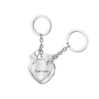 Personalized Engraved Love Heart Lock Keychain