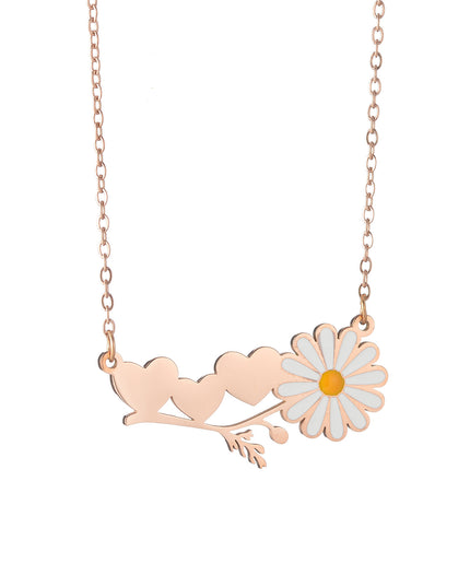 Personalized Daisy Couple Necklace - Custom Engraved Name Stainless Steel Matching Jewelry for Couples