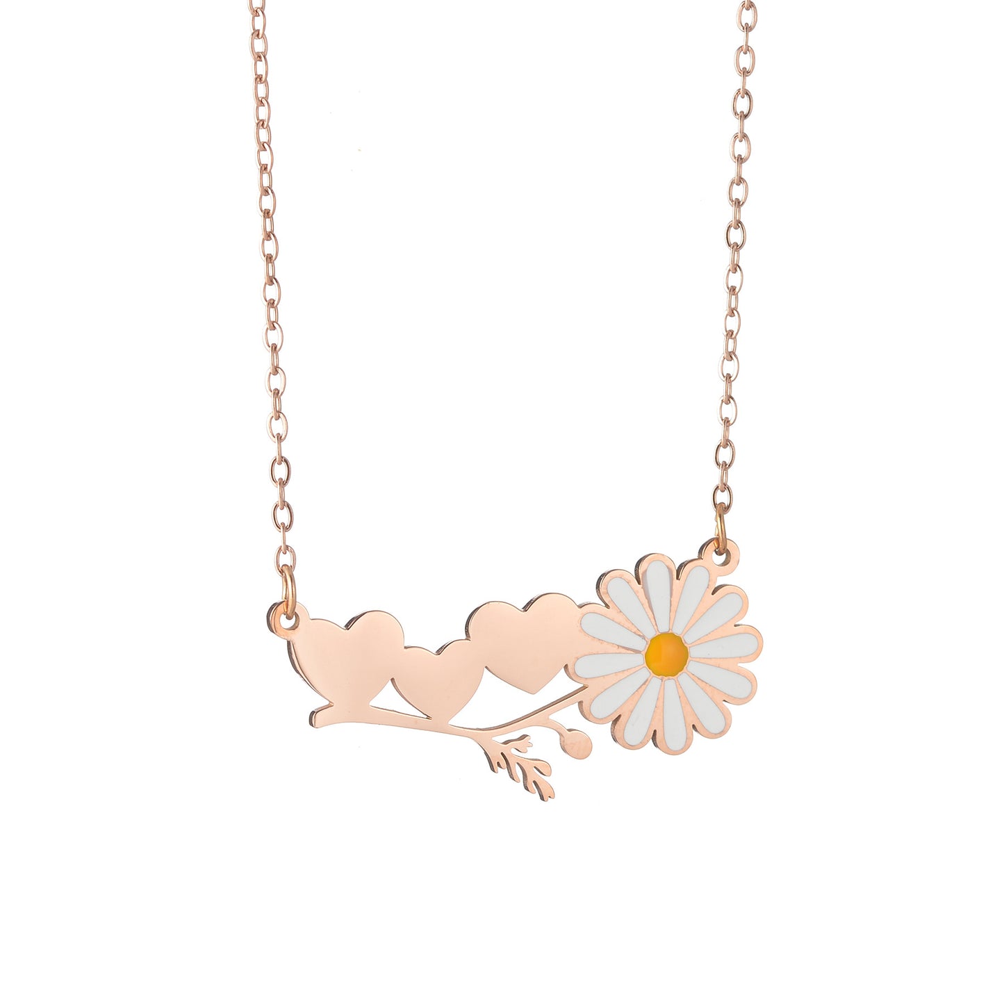 Personalized Daisy Couple Necklace - Custom Engraved Name Stainless Steel Matching Jewelry for Couples
