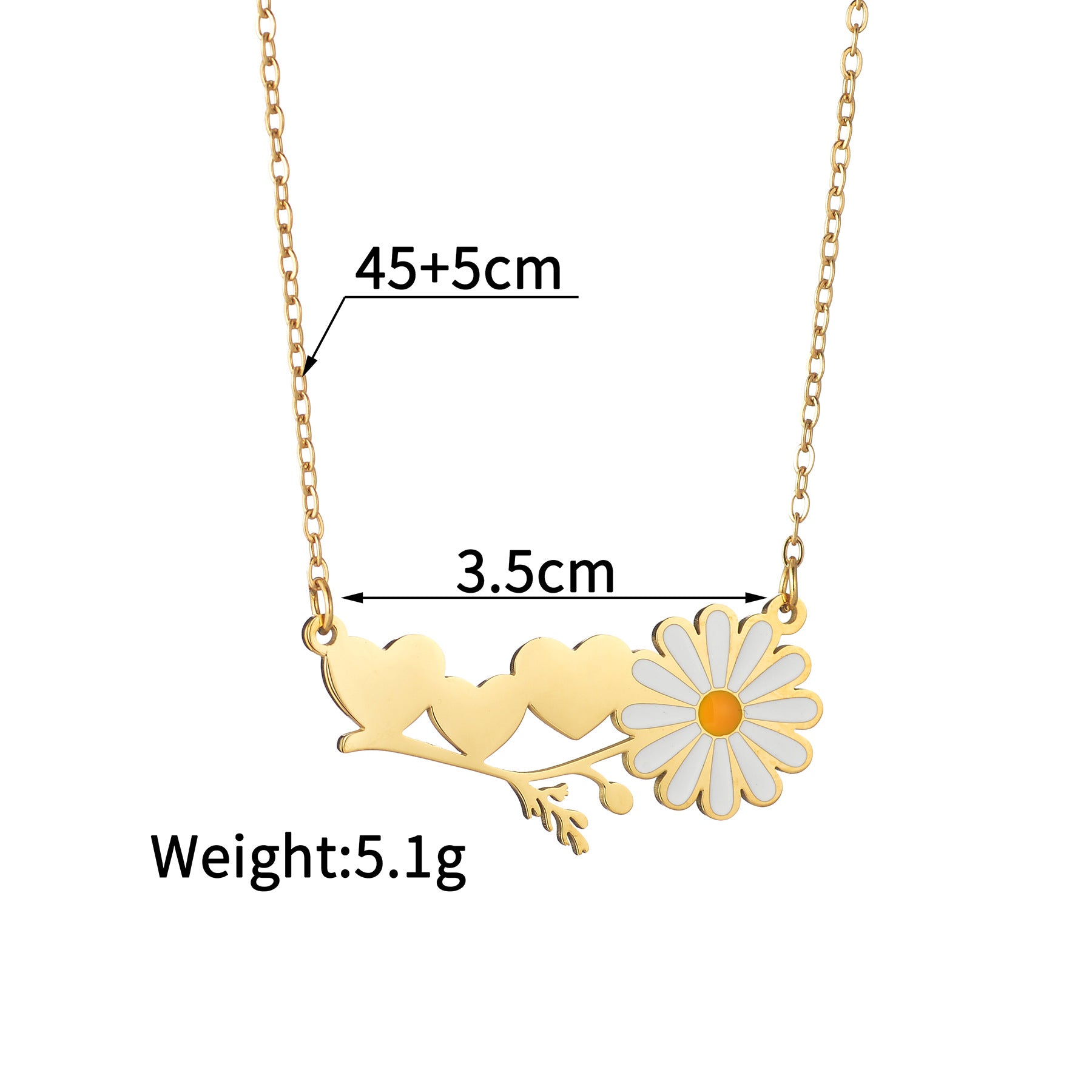 Personalized Daisy Couple Necklace - Custom Engraved Name Stainless Steel Matching Jewelry for Couples