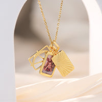 Custom Double Photo Necklace - 3-Layer Copper Pendant with Egyptian Sun and Star- 2 Photos