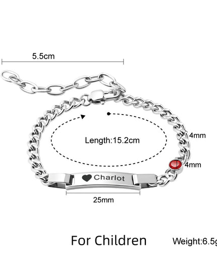 Custom Engraved Parent - Child  Bracelets - Personalized , Stainless Steel Bracelet Set