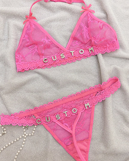 Personalized Lace Lingerie Thong Set