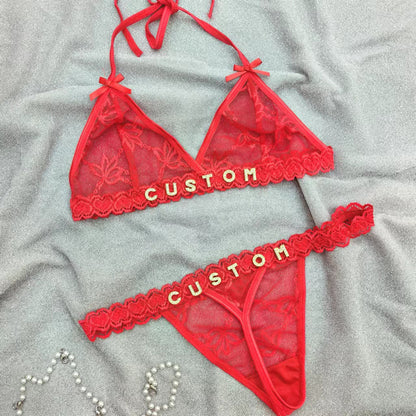 Personalized Lace Lingerie Thong Set