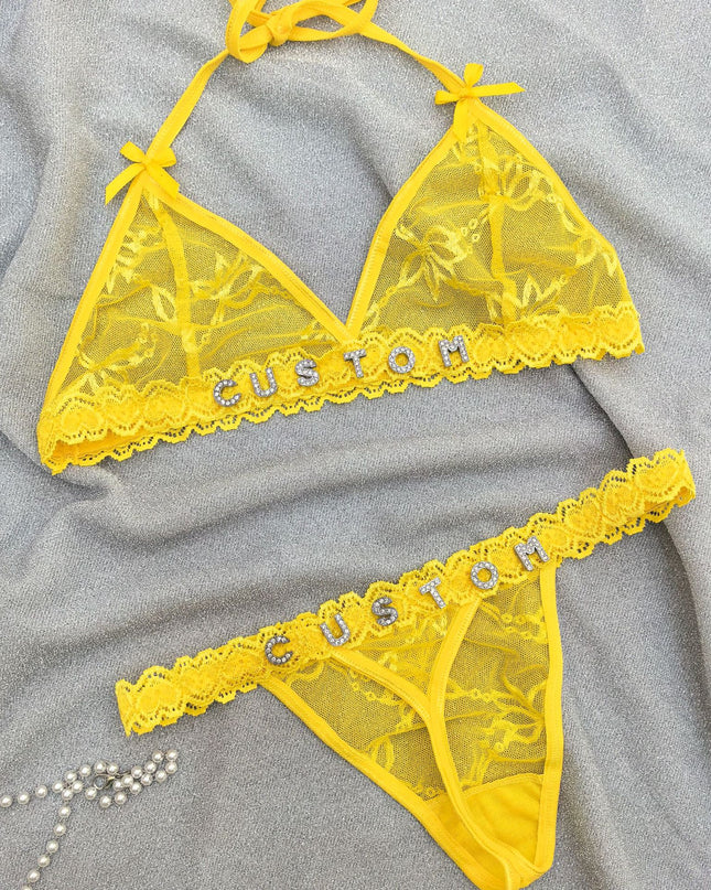 Personalized Lace Lingerie Thong Set