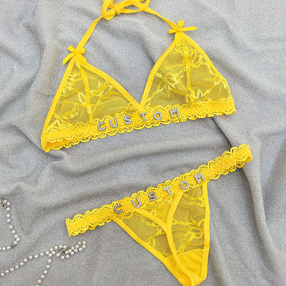 Personalized Lace Lingerie Thong Set
