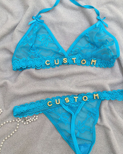 Personalized Lace Lingerie Thong Set