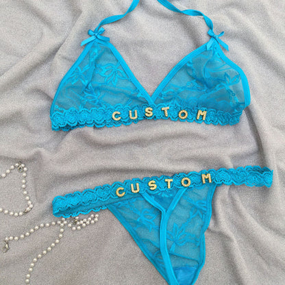 Personalized Lace Lingerie Thong Set