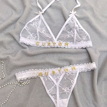 Personalized Lace Lingerie Thong Set