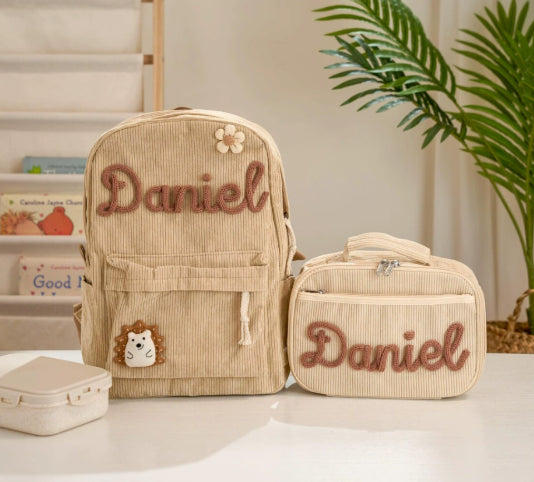 Personalized Kids Backpack and Lunch Bag Set, Embroidered Name Toddler Bag
