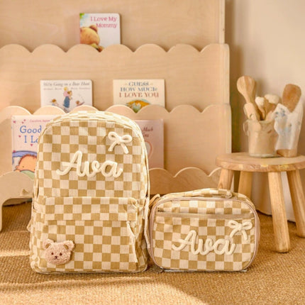 Personalized Kids Backpack and Lunch Bag Set, Embroidered Name Toddler Bag