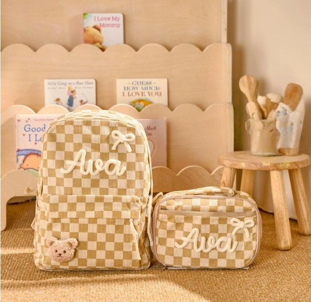 Personalized Kids Backpack and Lunch Bag Set, Embroidered Name Toddler Bag