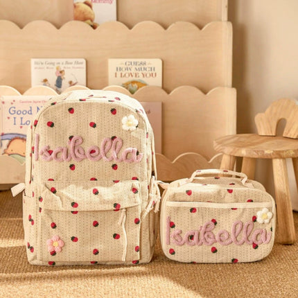Personalized Kids Backpack and Lunch Bag Set, Embroidered Name Toddler Bag