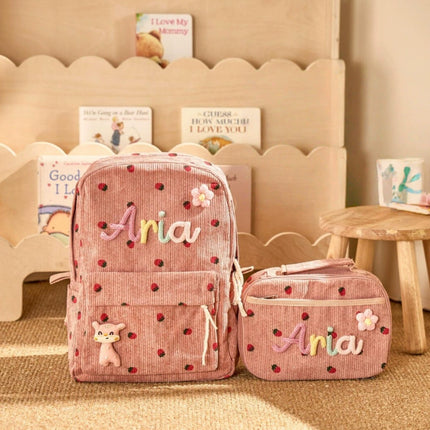 Personalized Kids Backpack and Lunch Bag Set, Embroidered Name Toddler Bag