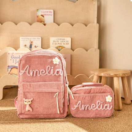 Personalized Kids Backpack and Lunch Bag Set, Embroidered Name Toddler Bag