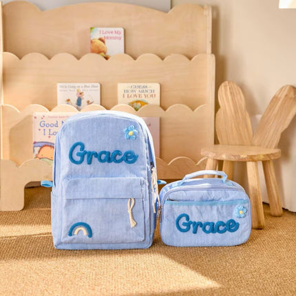 Personalized Kids Backpack and Lunch Bag Set, Embroidered Name Toddler Bag