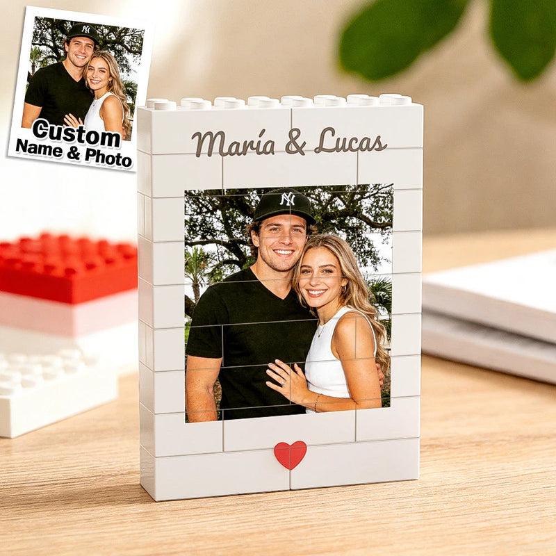 King And Queen Custom Couples Photo How Luck We Are - Personalized Photo Rectangle Building Brick