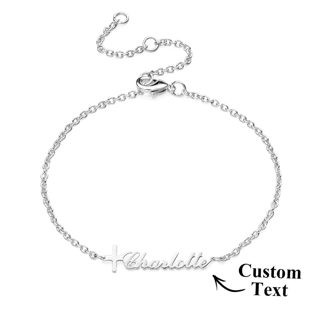 Custom Name Cross Bracelet