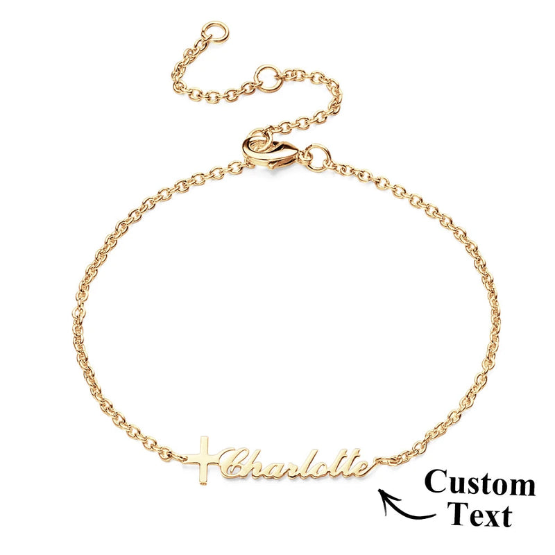Custom Name Cross Bracelet