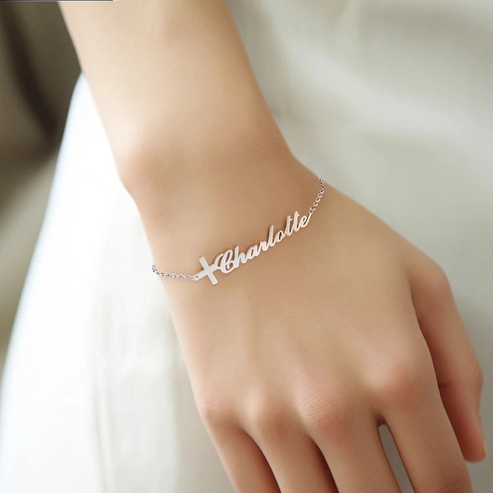 Custom Name Cross Bracelet