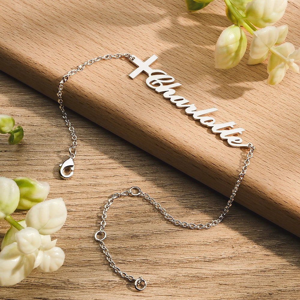 Custom Name Cross Bracelet