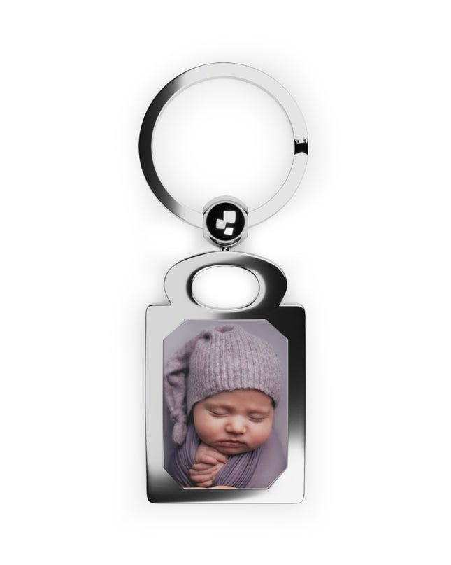 Personalized Rectangle Photo Keyring, Custom Photo Keychain, Memory Key Tag, Gift for Mom, Baby Keepsake.