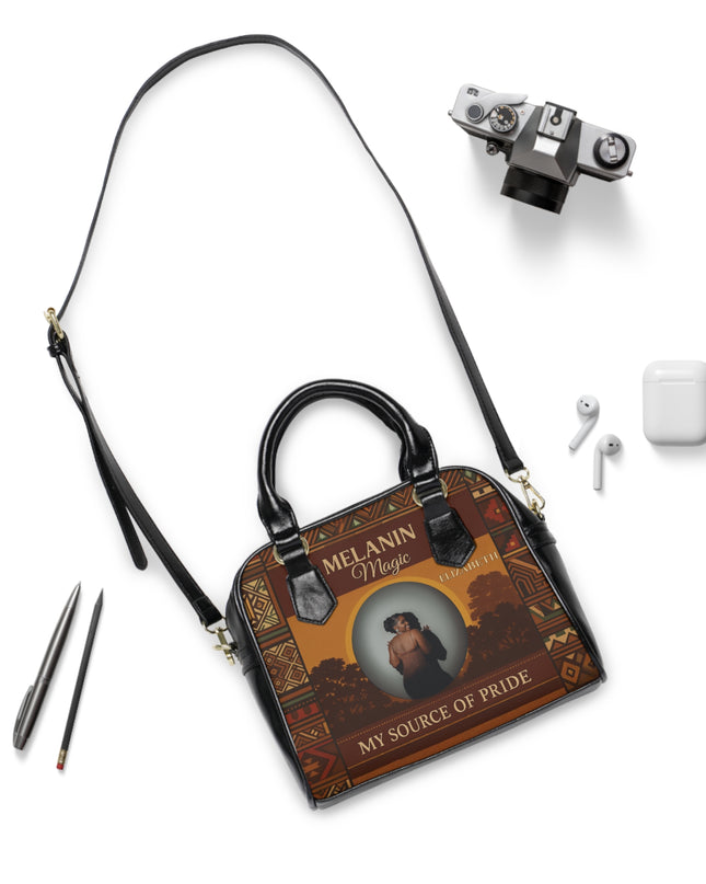 Melanin Magic Shoulder Handbag - My Source of Pride, Vintage Inspired Purse, Black Empowerment Bag, Cultural Tote, Gift for Women
