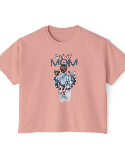 Super Mom Women's Boxy Tee, Gift for Moms, Casual Top, Mother's Day