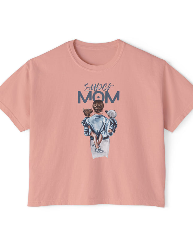 Super Mom Women's Boxy Tee, Gift for Moms, Casual Top, Mother's Day