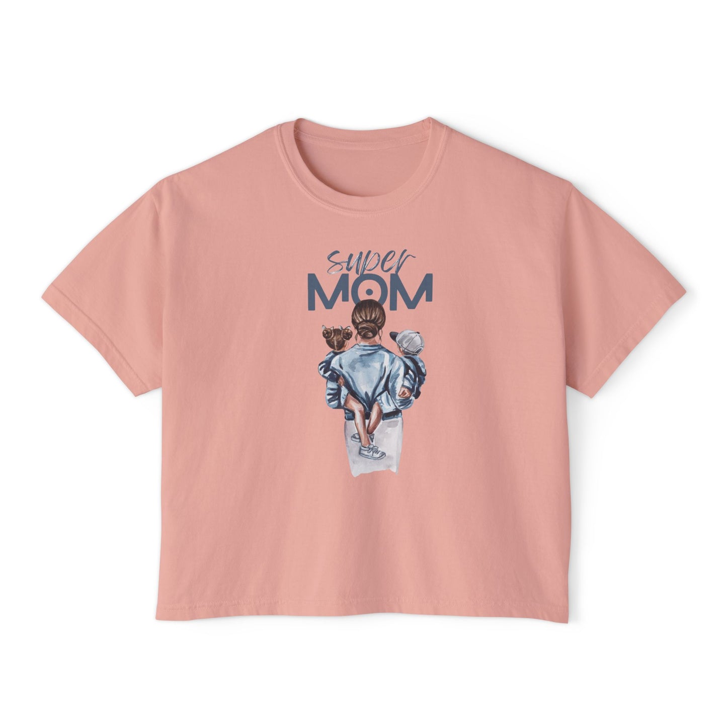 Super Mom Women's Boxy Tee, Gift for Moms, Casual Top, Mother's Day