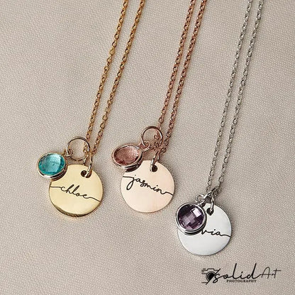 Birthstone Name Necklace Personalized Gifts for Women Jewelry