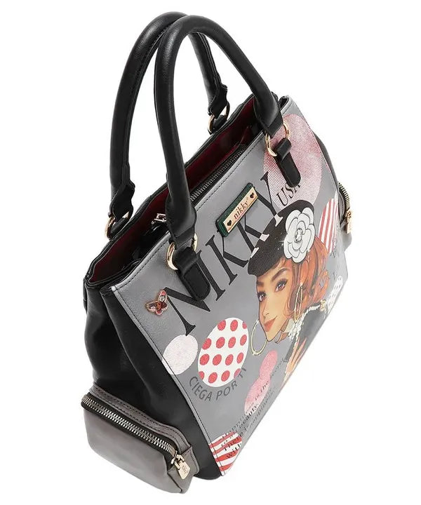 Eco-Leather Handbag with Side Pockets