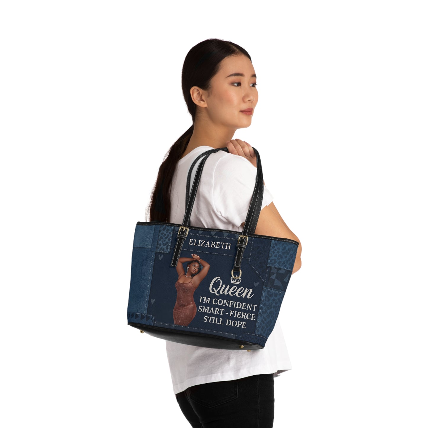 Queen Empowerment PU Leather Shoulder Bag, Stylish Tote, Gift for Her,