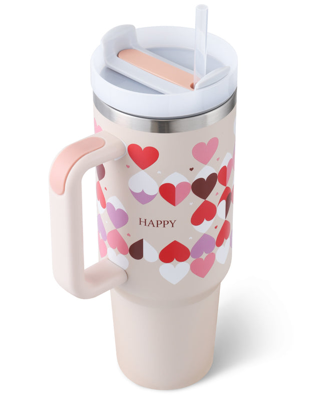 40 Oz Tumbler With Handle Straw Insulated, Stainless Steel Spill Proof Vacuum   For Car Gym Office Travel (No photo)