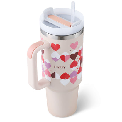 40 Oz Tumbler With Handle Straw Insulated, Stainless Steel Spill Proof Vacuum   For Car Gym Office Travel (No photo)