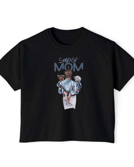 Super Mom Women's Boxy Tee, Gift for Moms, Casual Top, Mother's Day