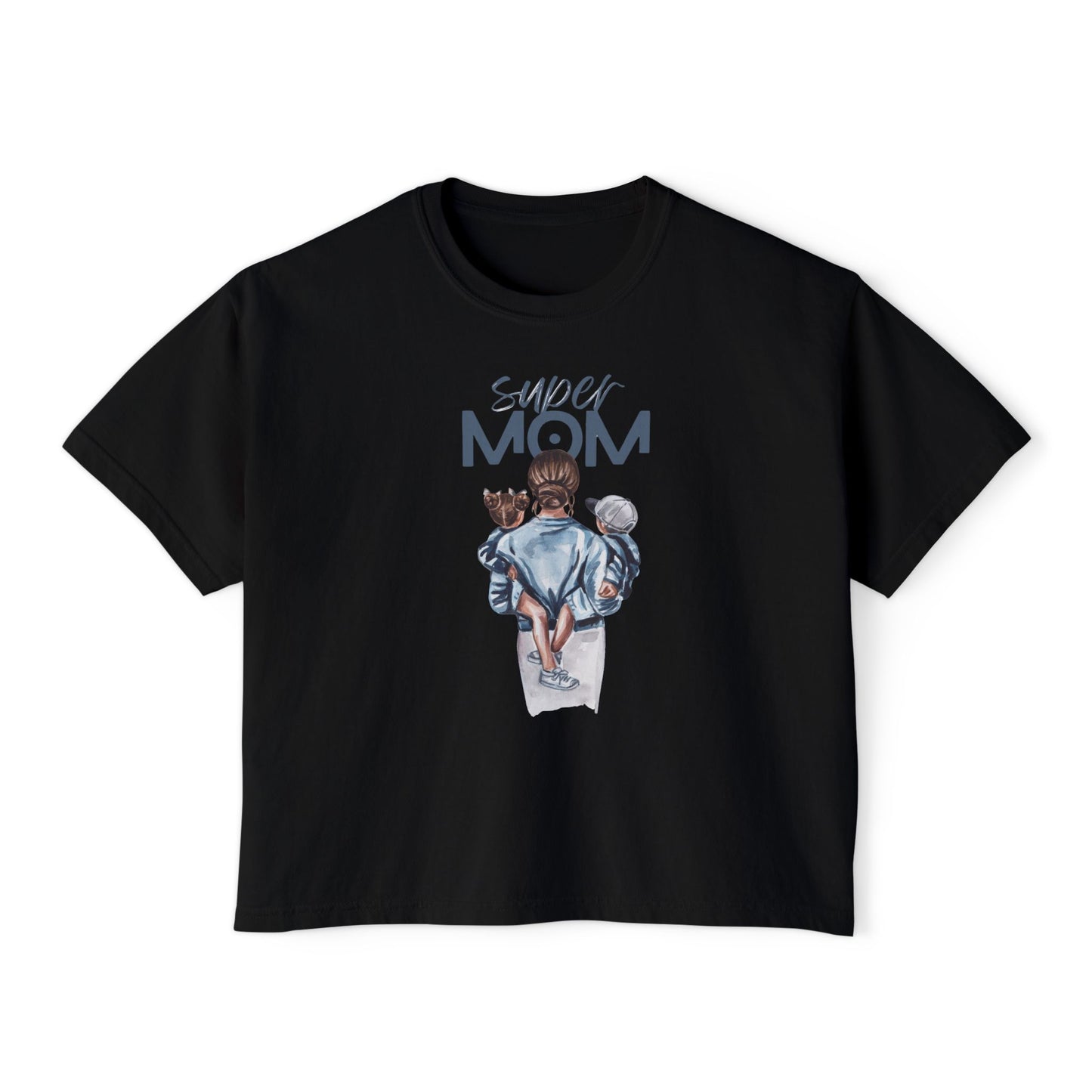 Super Mom Women's Boxy Tee, Gift for Moms, Casual Top, Mother's Day