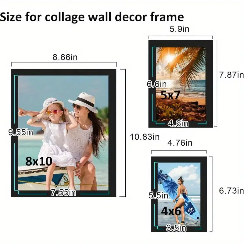 10 Pack Picture s Collage Wall Decor, Gallery Wall Set for Tabletop or Wall Mounting Display, Multi Size with Two 8x10, Four 5x7, and Four 4x6 Photo s, Black