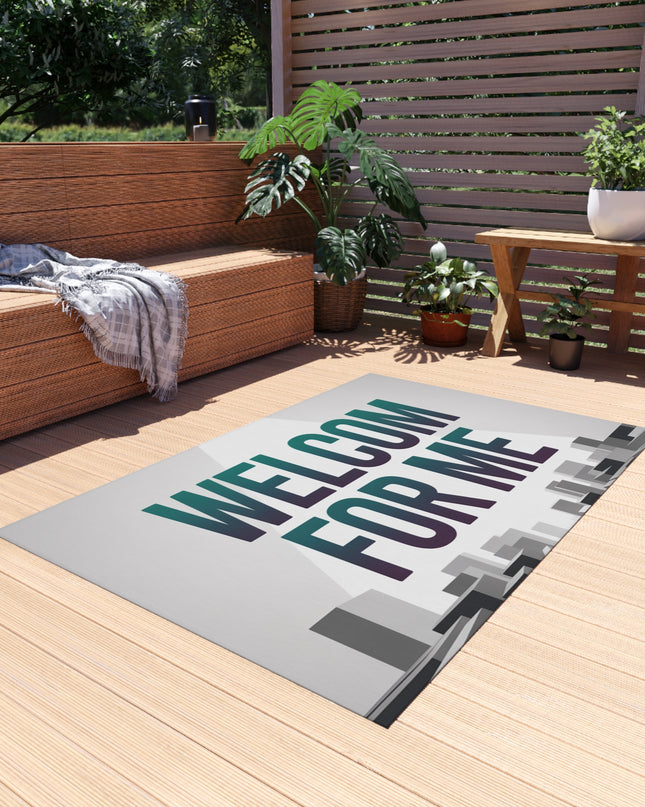 Stylish Outdoor Rug - Welcome For Me, Patio Mat, Garden Decor, Front Porch Welcome Mat, Modern Outdoor Living