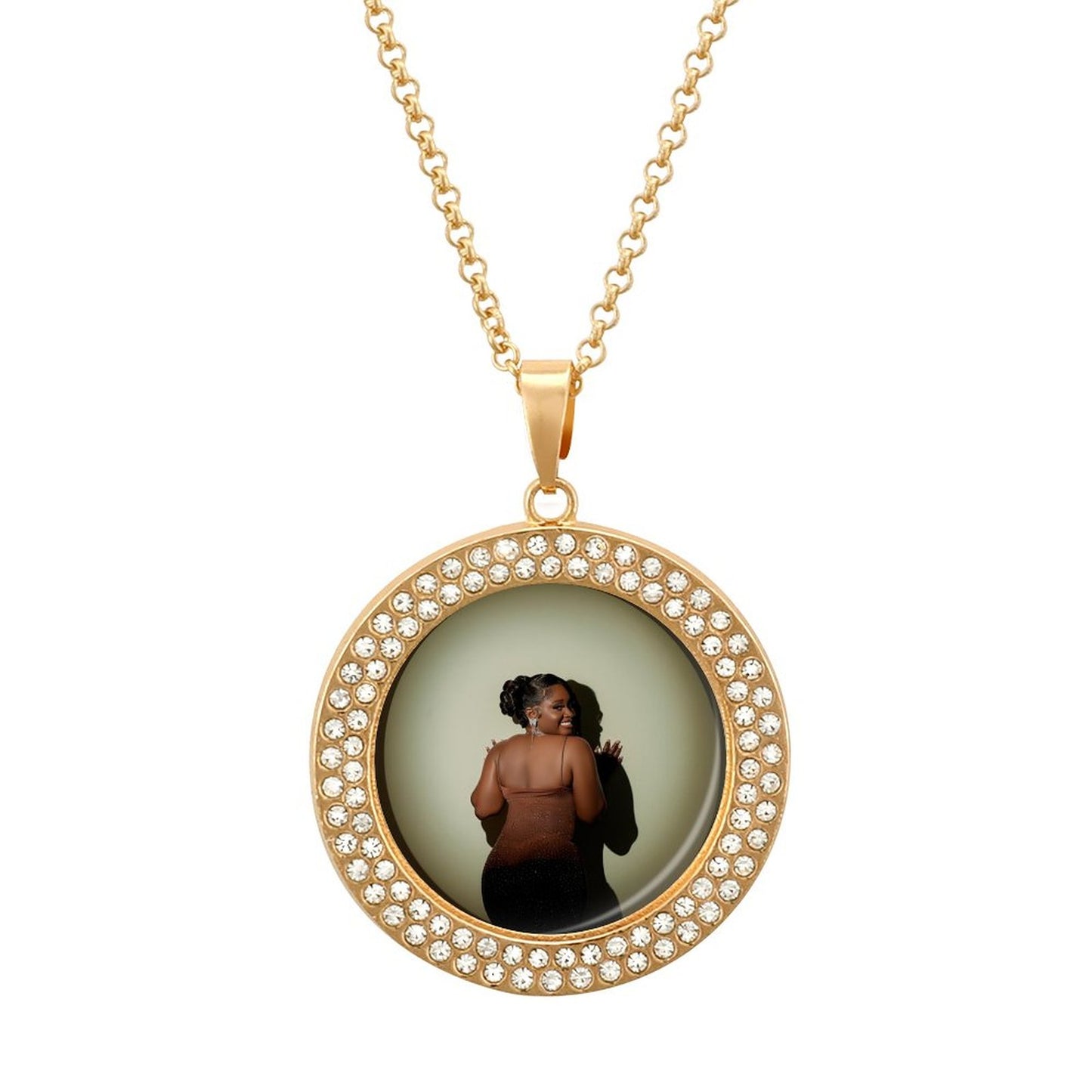 Rhinestone-Embellished Necklace(Partial Printing)
