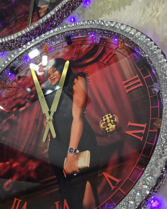 Custom Photo Wall Clock with LED Lights – A Timeless Memory” (Size 11x16)